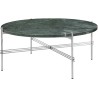 Ø80xH35cm - marbre vert - base acier poli - table ronde TS - Gubi