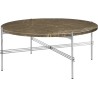 Ø80xH35cm - brown marble - polished steel base - TS round table - Gubi