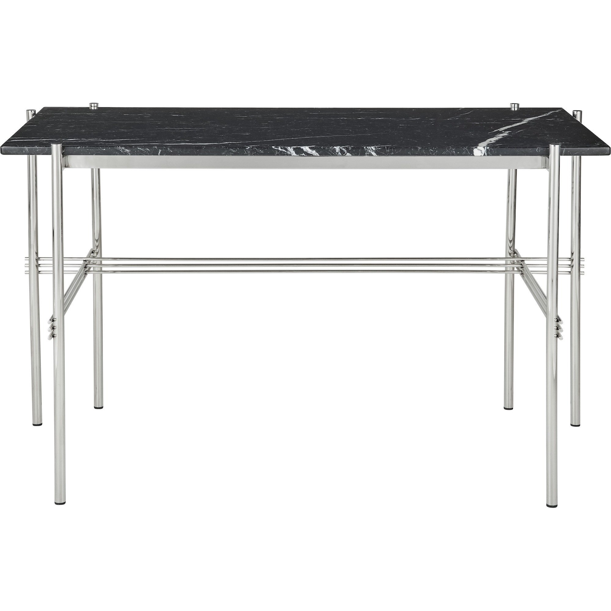 TS Desk – Nero Marquina Marble + Polished steel base - Gubi