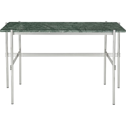 TS Desk – Verde Guatemala Marble + Polished steel base - Gubi