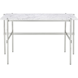 TS Desk – Bianca Carrara Marble + Polished steel base - Gubi