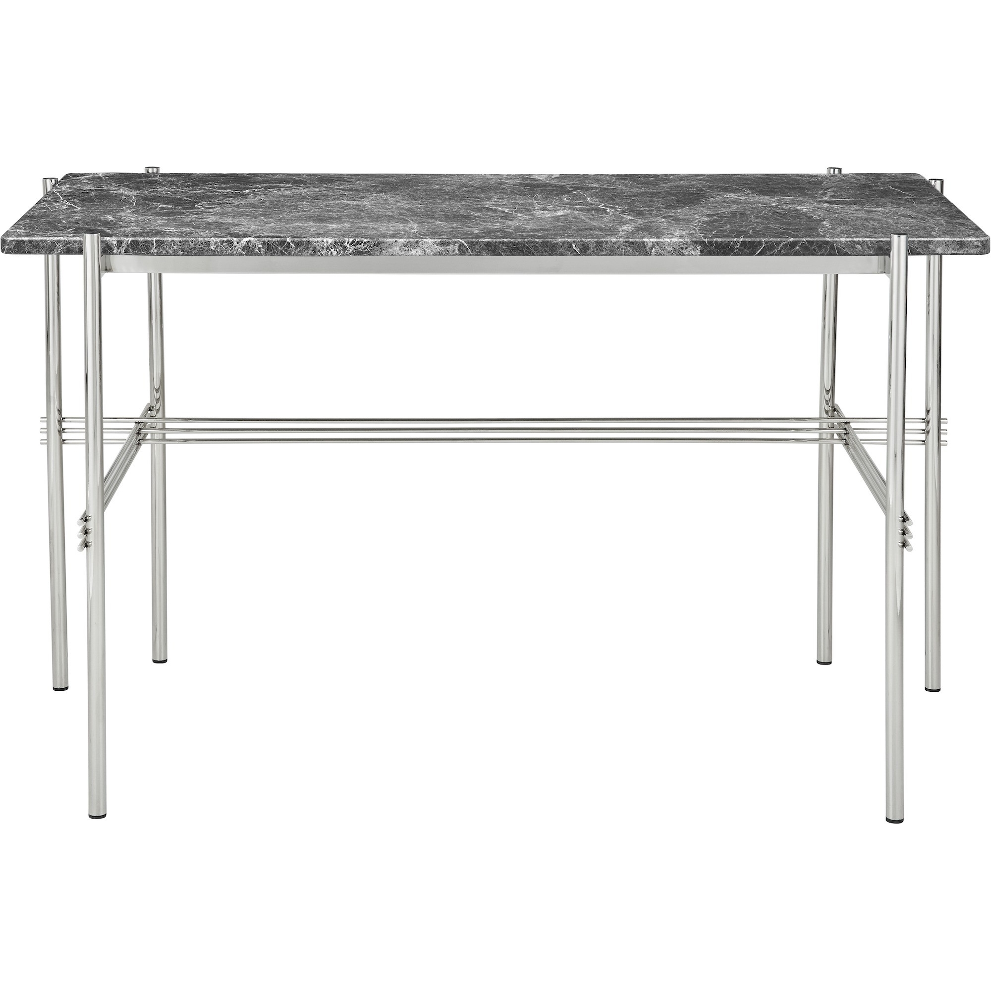 TS Desk – Grey Emperador Marble + Polished steel base - Gubi