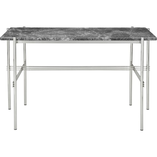 TS Desk – Grey Emperador Marble + Polished steel base - Gubi