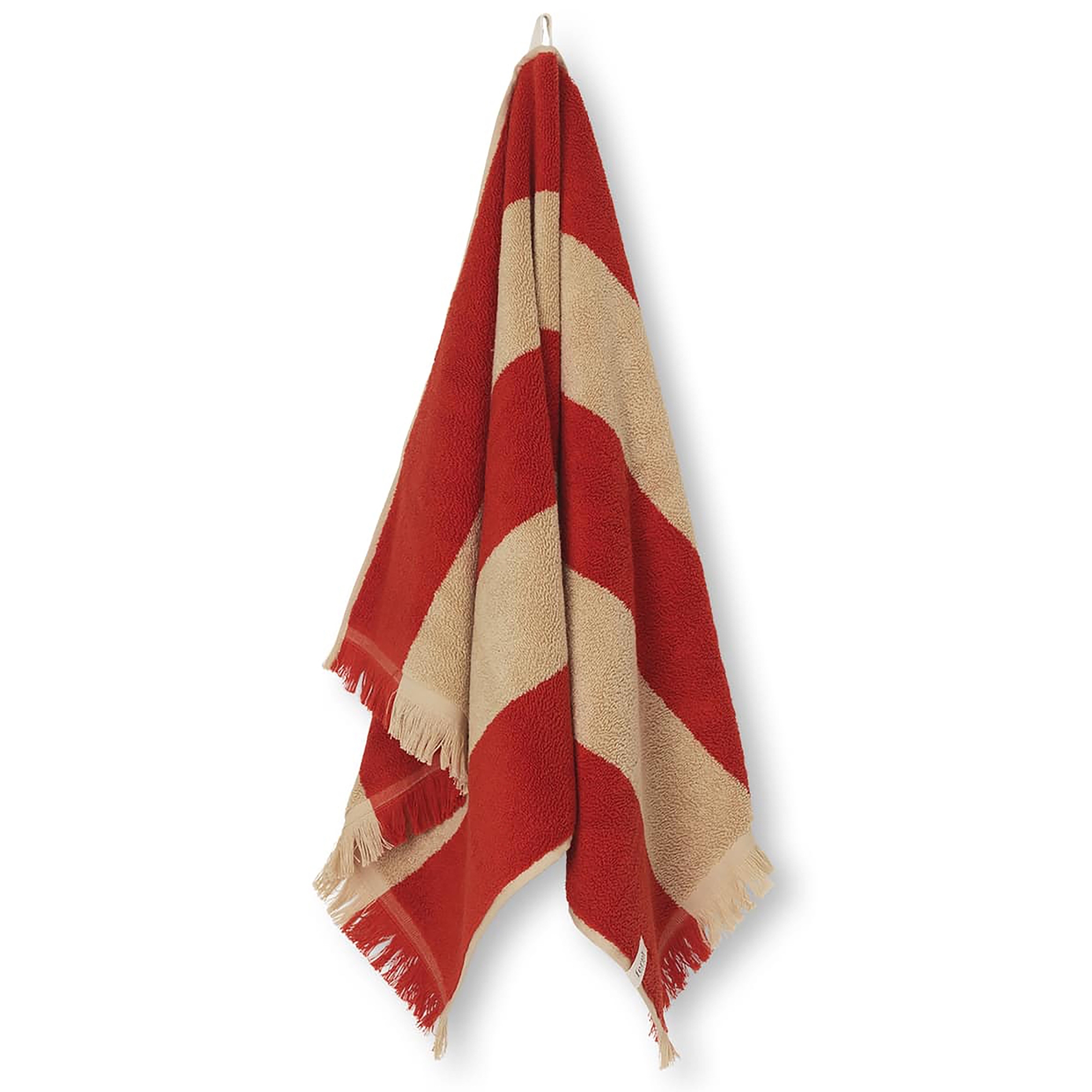 Alee hand towel - Light camel / red