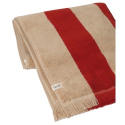 Alee bath towel - Light camel / red