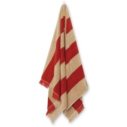 Alee bath towel - Light camel / red