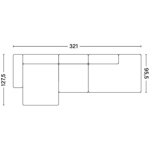 3 places – combinaison 4 (coin gauche) – Mags Low Armrest - HAY