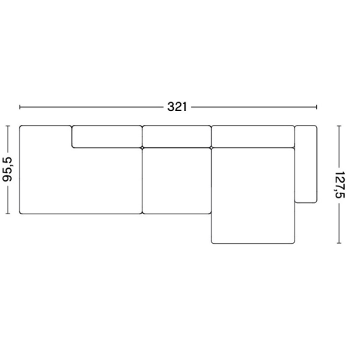 3-seater – combination 4 (right armrest) – Mags Low Armrest - HAY