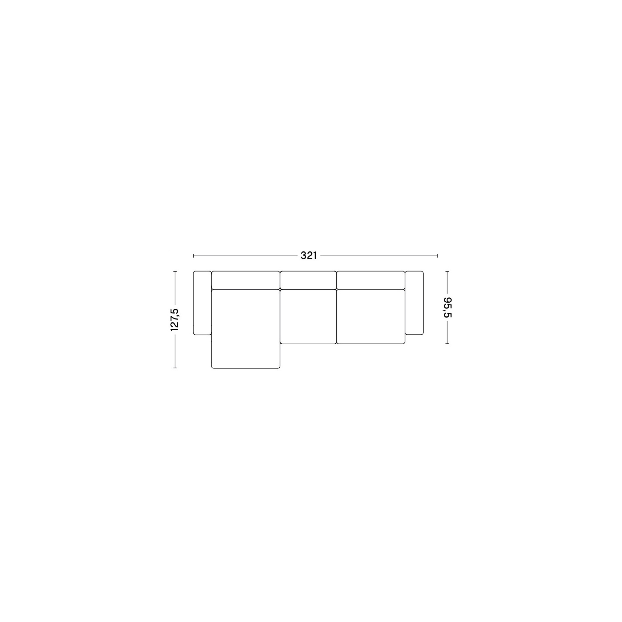 3 places – combinaison 10 (coin gauche) – Mags Low Armrest - HAY