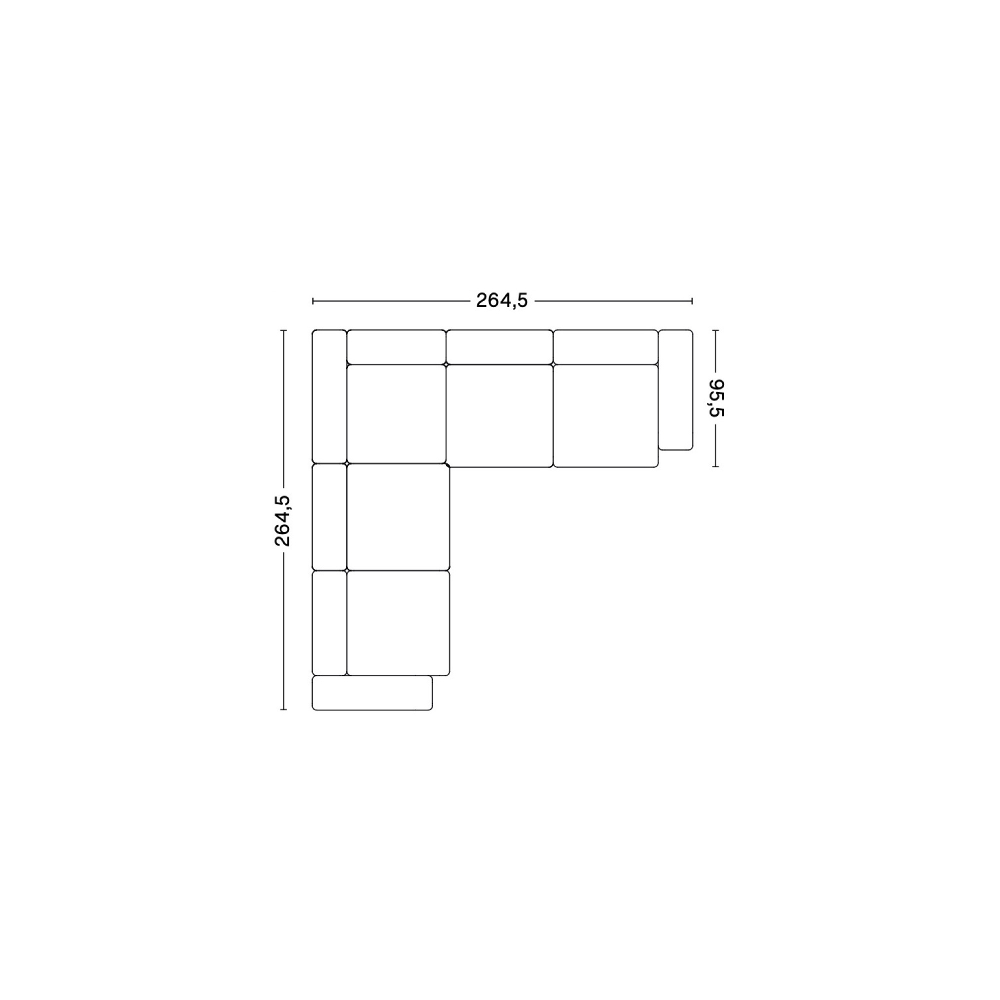 Corner – combination 1 (left armrest) – Mags Low Armrest - HAY