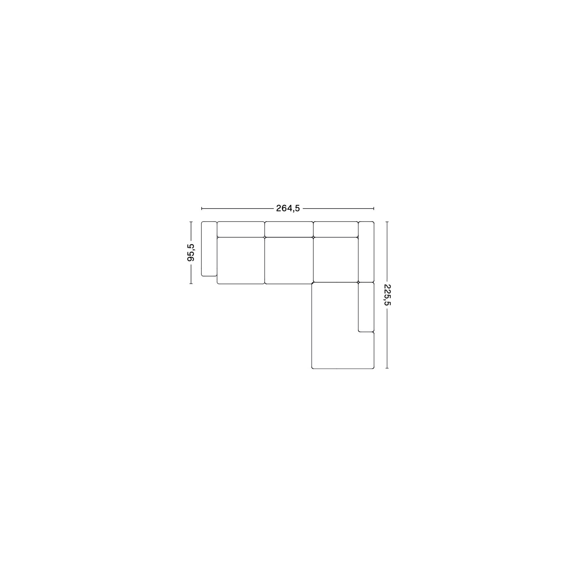 Angle – combinaison 2 (coin droit) – Mags Low Armrest - HAY