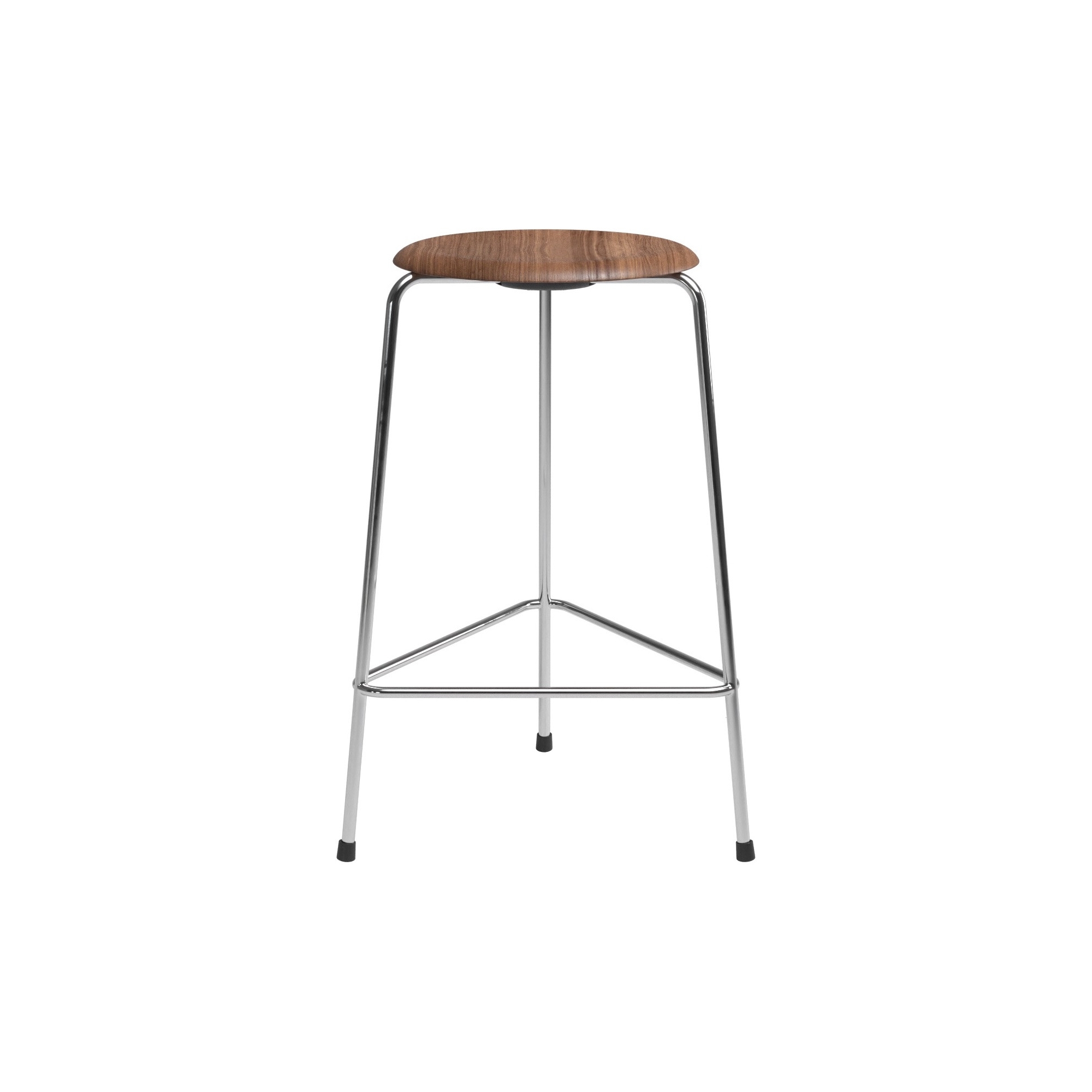 High Dot counter stool, 3 legs – Walnut / Chrome - Fritz Hansen