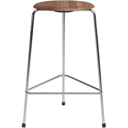 High Dot counter stool, 3 legs – Walnut / Chrome - Fritz Hansen