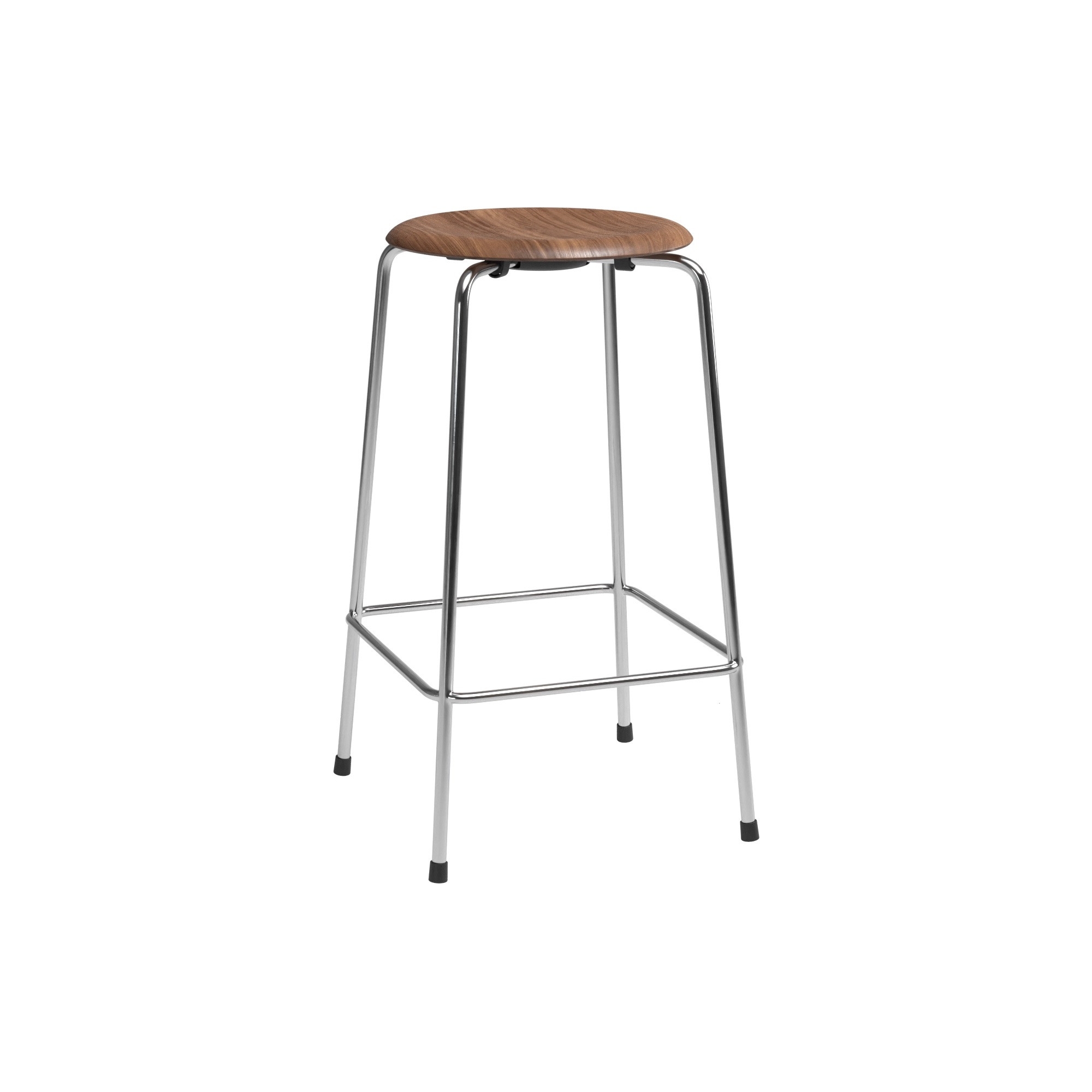 High Dot counter stool, 4 legs – Walnut / Chrome - Fritz Hansen