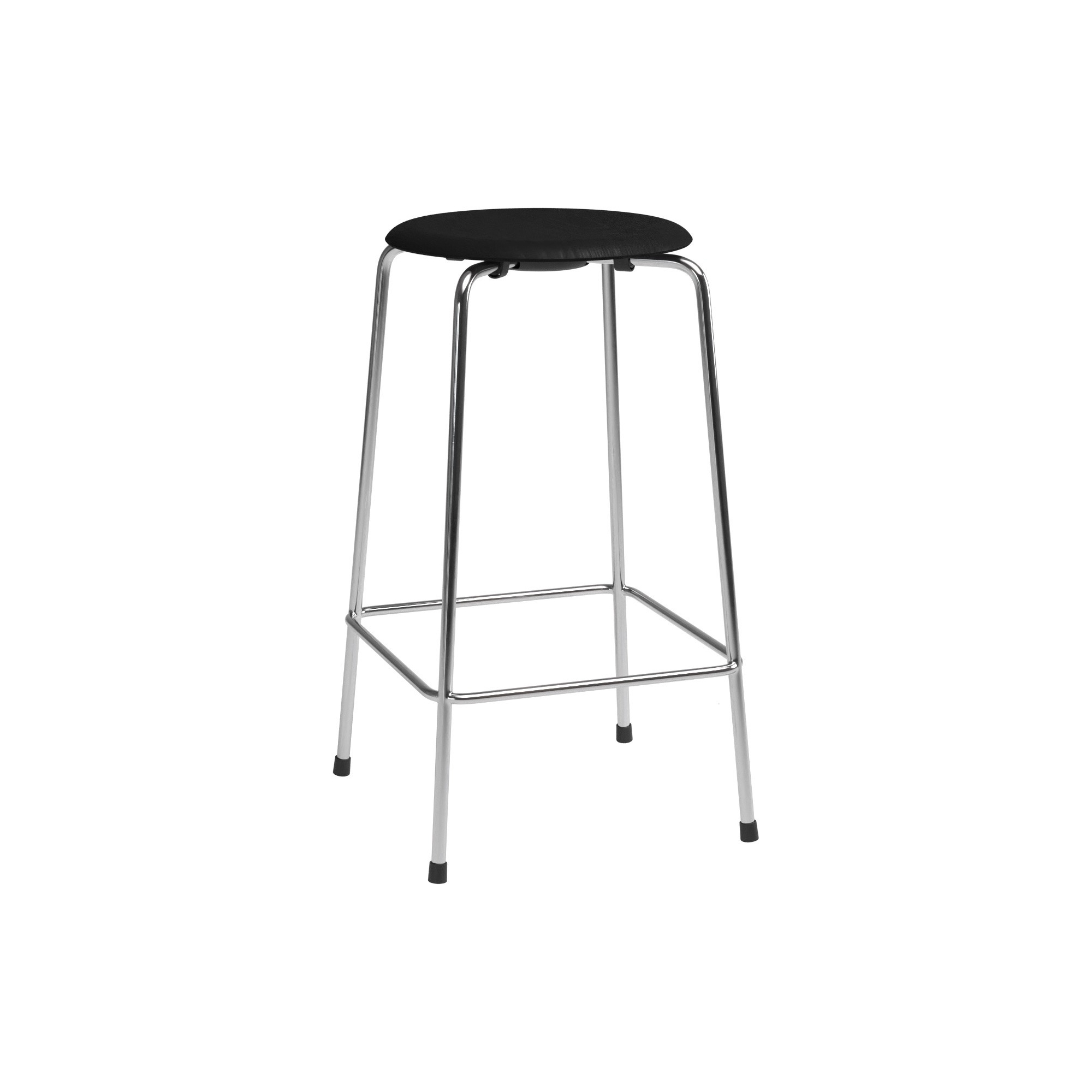 High Dot counter stool, 4 legs – Black Ash / Chrome - Fritz Hansen