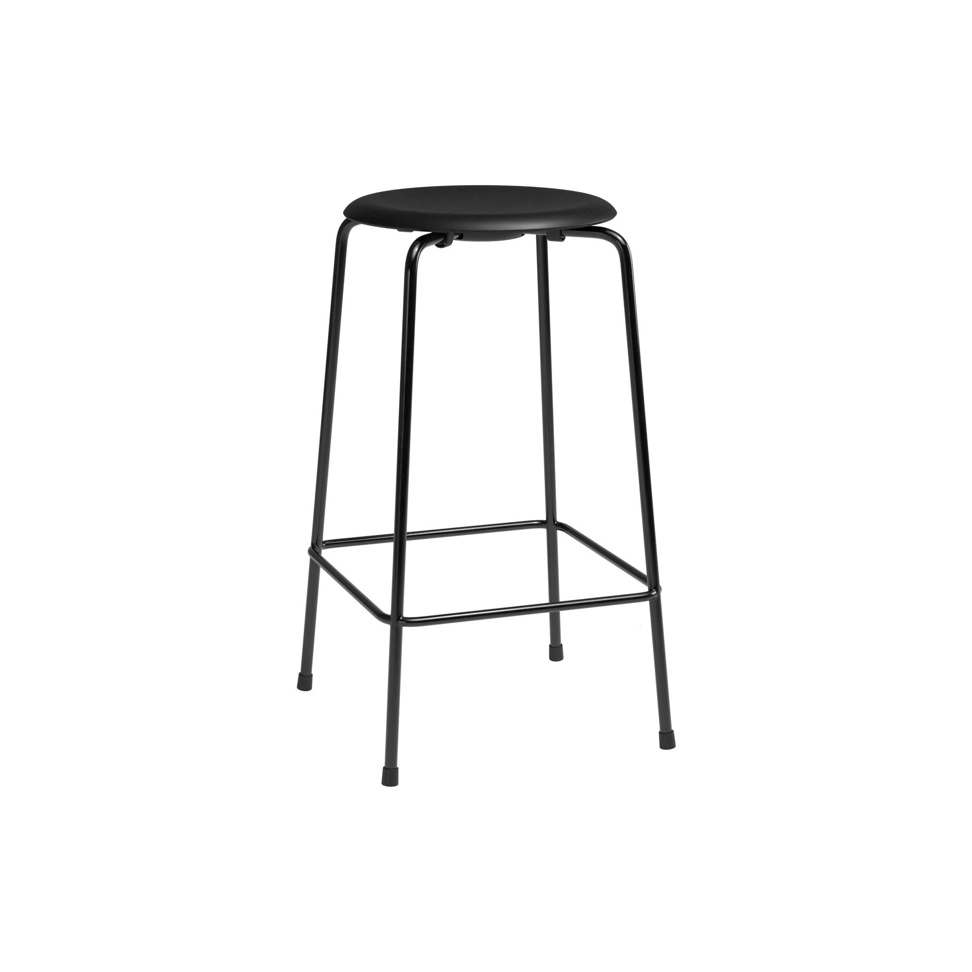 High Dot counter stool, 4 legs – Black Intense Leather / Matt Black - Fritz Hansen