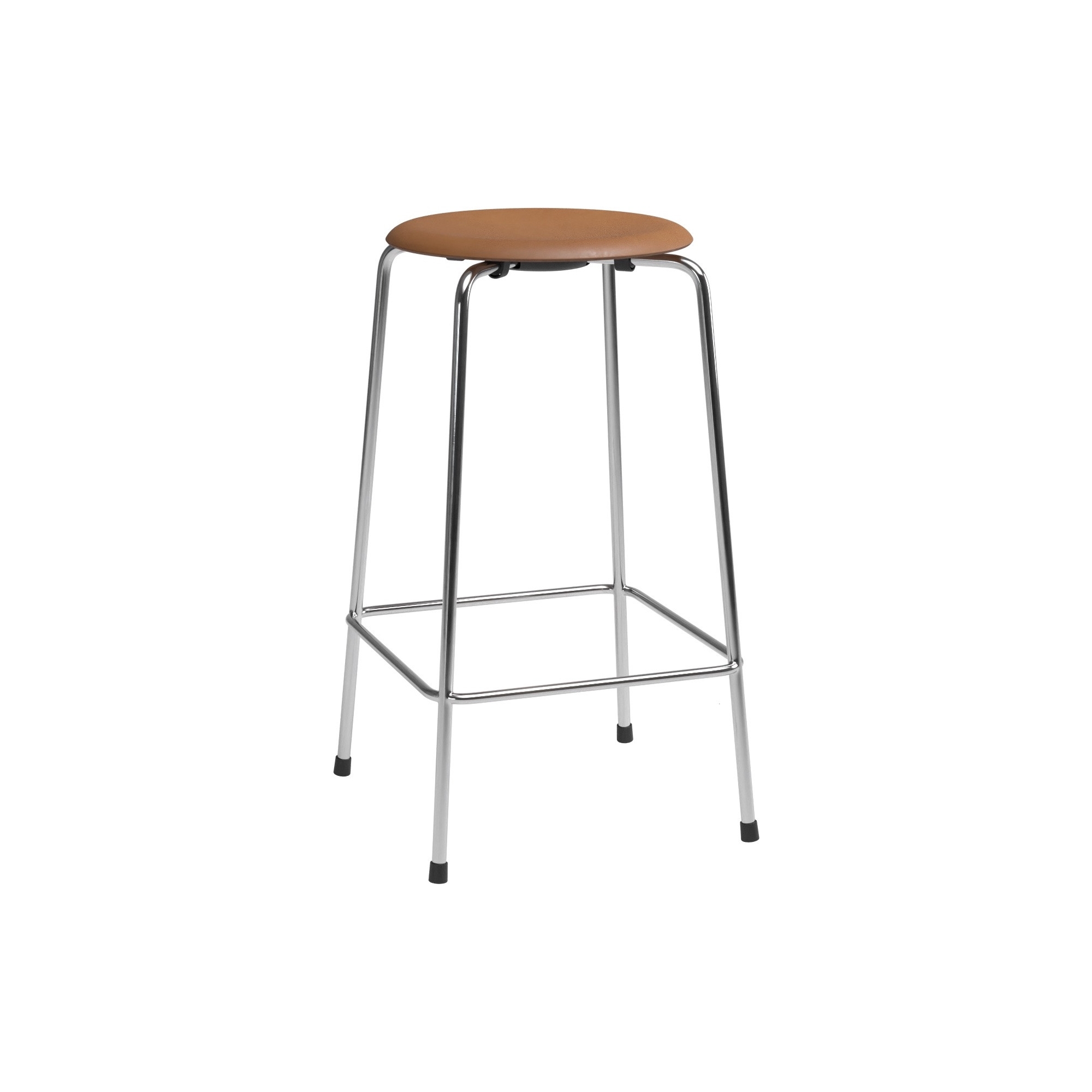 High Dot counter stool, 4 legs – Walnut Wild Leather / Chrome - Fritz Hansen