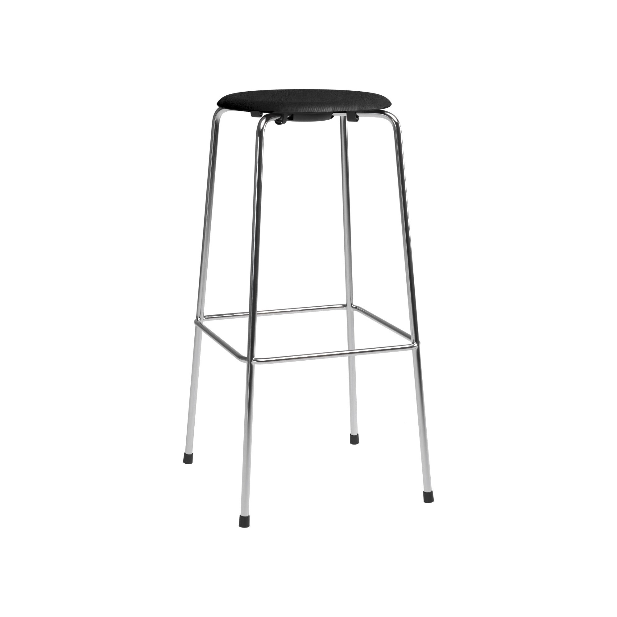 High Dot Bar stool, 4 legs – Black Ash / Chrome - Fritz Hansen