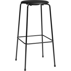 High Dot Bar stool, 4 legs – Black Intense leather / Black matt - Fritz Hansen