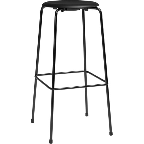 High Dot Bar stool, 4 legs – Black Intense leather / Black matt - Fritz Hansen