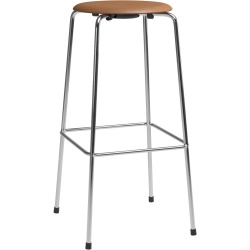 Tabouret High Dot Bar – cuir Wild Walnut / Chrome - Fritz Hansen