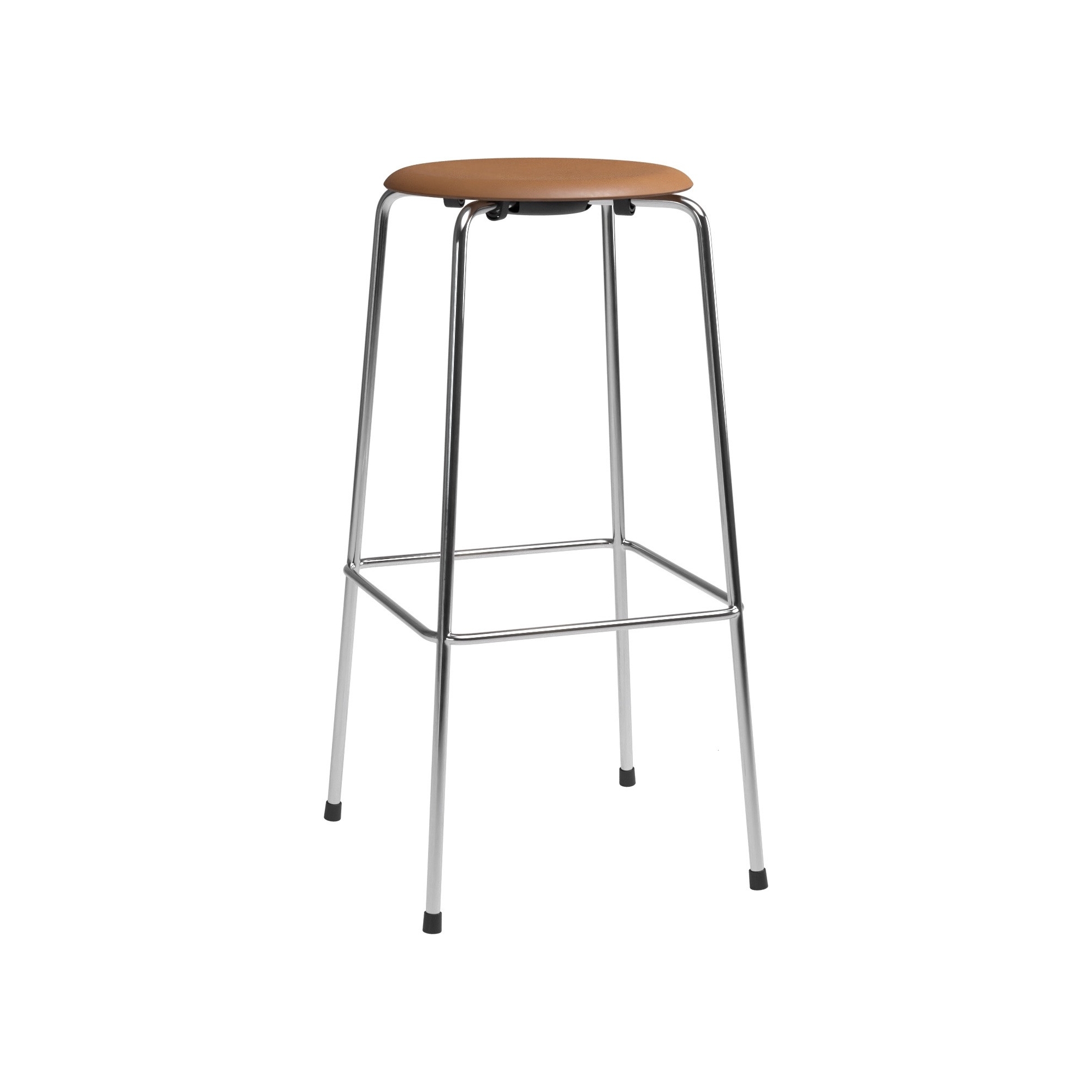 High Dot Bar stool, 4 legs – Walnut Wild leather / Chrome - Fritz Hansen