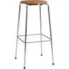 High Dot Bar stool, 4 legs – Walnut Wild leather / Chrome - Fritz Hansen