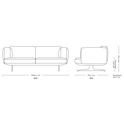 Canapé INLAND AV22 – Cuir Noble Cognac + Base Warm Black - &Tradition