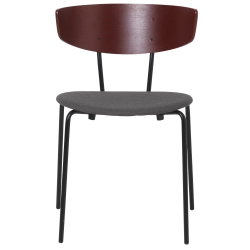 Brown red oak  / Fiord warm grey  / black - Herman chair upholstered - Ferm Living