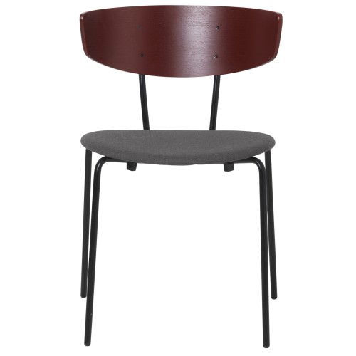 Brown red oak  / Fiord warm grey  / black - Herman chair upholstered - Ferm Living