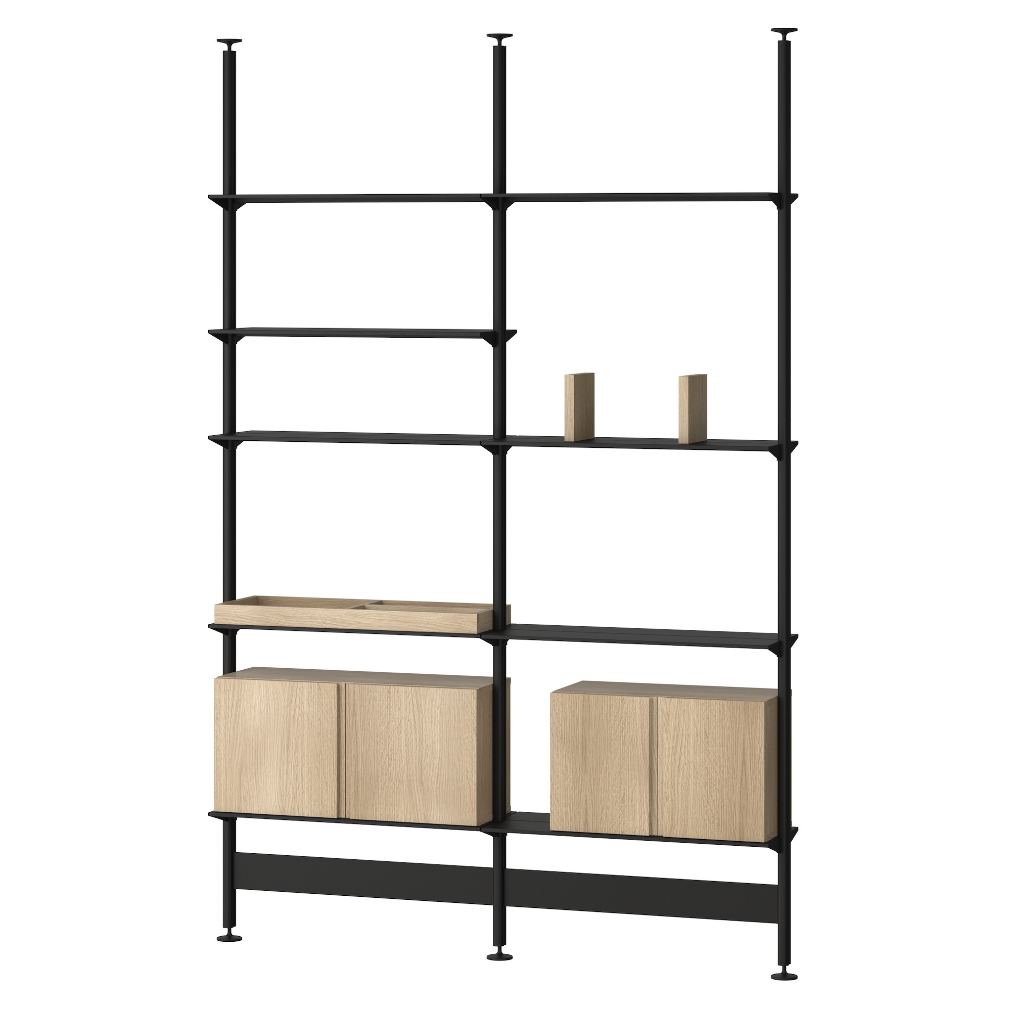 Pira storage F-C_A 210_205 - black grey and white oak - String Furniture