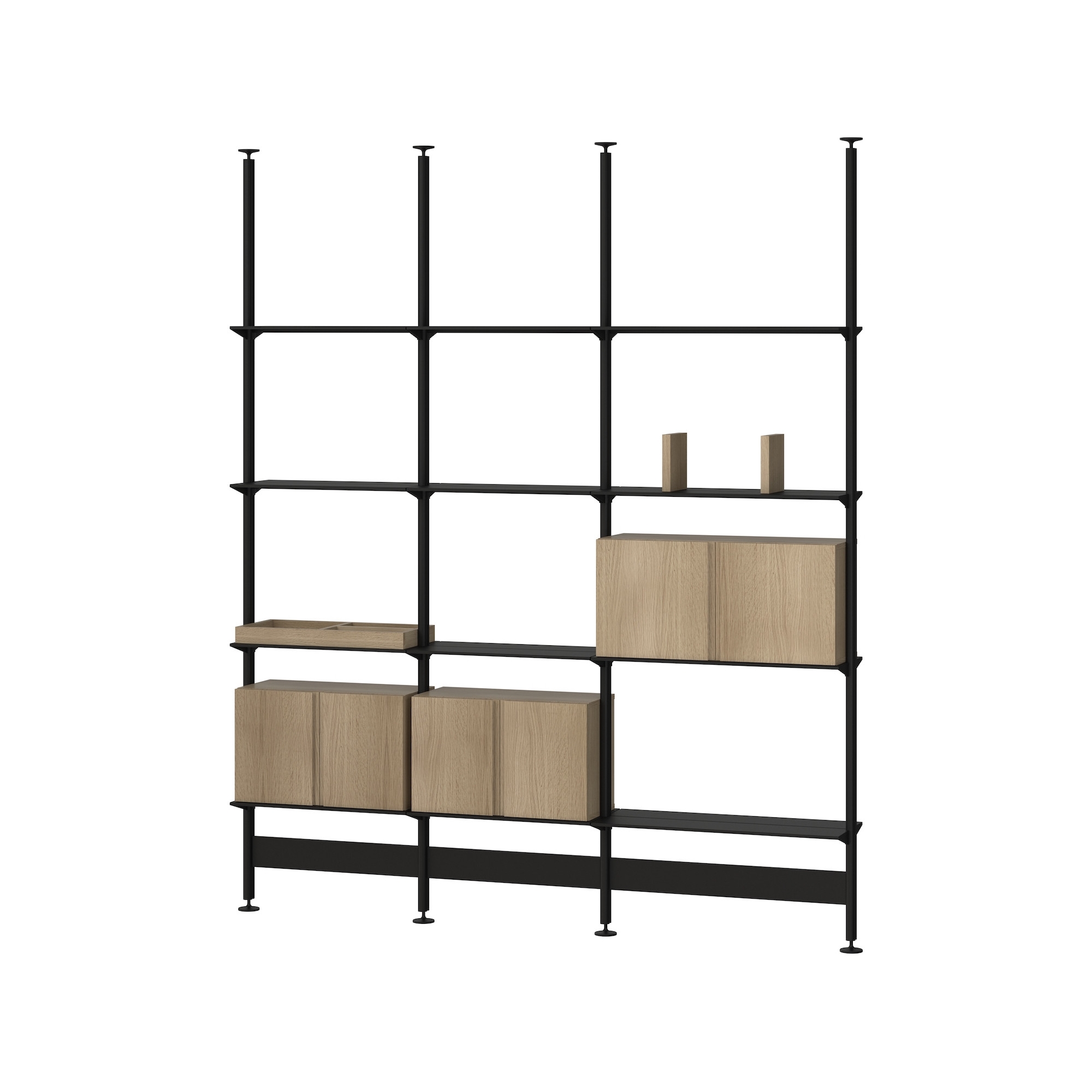 Pira storage F-C_B 210_205 - black grey and white oak - String Furniture