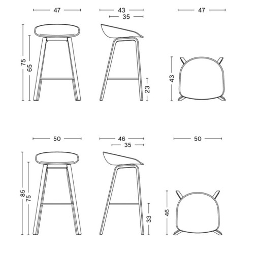 AAS32 Bar stool – Front upholstered - HAY