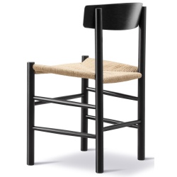 Chaise J39 – hêtre noir vernis + corde de papier naturelle - Fredericia