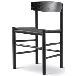 Chaise J39 – chêne teinté noir + corde de papier noir - Fredericia