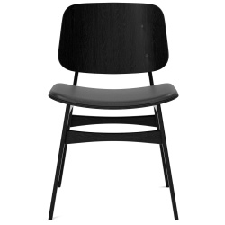 cuir Omni 301 noir + chêne noir vernis – assise rembourrée – chaise Søborg 3051 - Fredericia