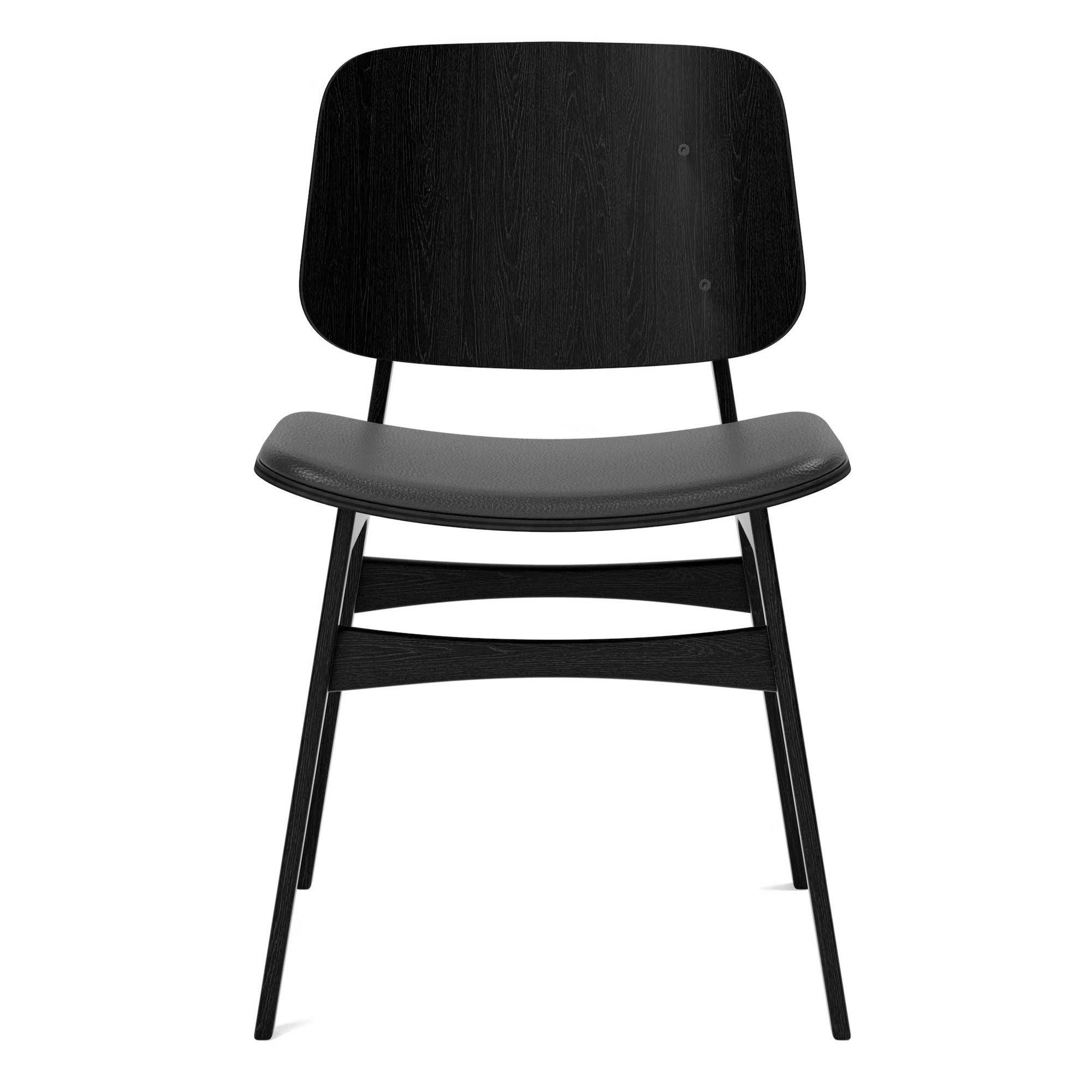 cuir Omni 301 noir + chêne noir vernis – assise rembourrée – chaise Søborg 3051 - Fredericia