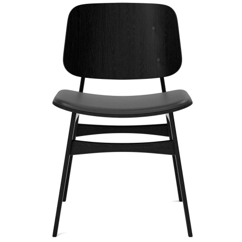 cuir Omni 301 noir + chêne noir vernis – assise rembourrée – chaise Søborg 3051 - Fredericia