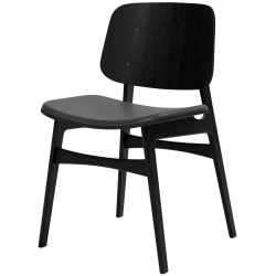 cuir Omni 301 noir + chêne noir vernis – assise rembourrée – chaise Søborg 3051 - Fredericia