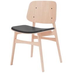 cuir Omni 301 noir + chêne vernis – assise rembourrée – chaise Søborg 3051 - Fredericia