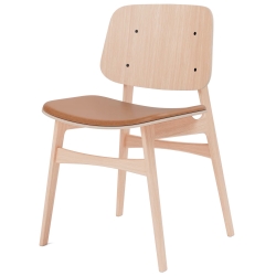 Leather Max 95 cognac + lacquered oak – seat upholstered – 3051 Søborg chair - Fredericia