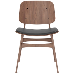 Leather Omni 301 noir + walnut lacquered – seat upholstered – 3051 Søborg chair - Fredericia