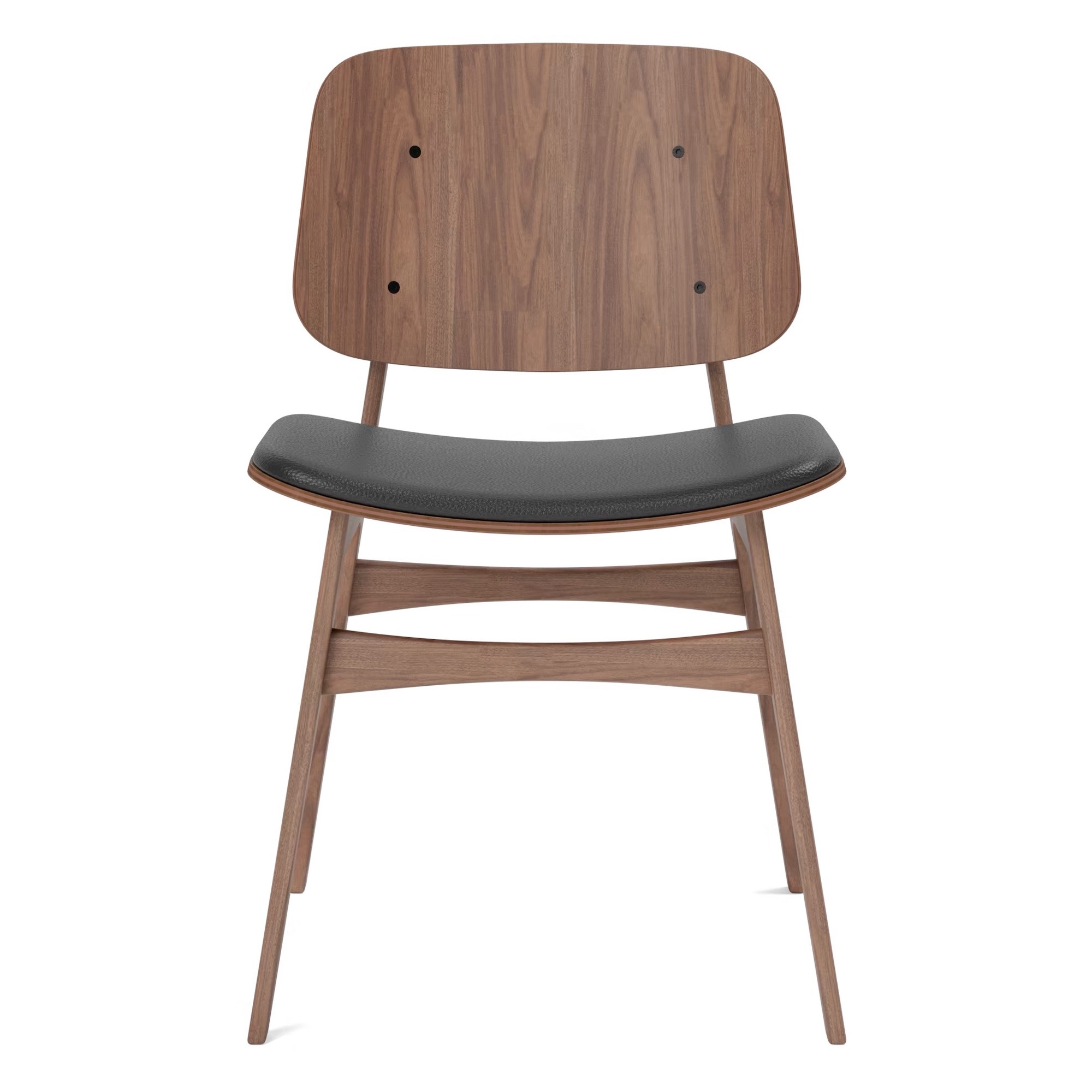 Leather Omni 301 noir + walnut lacquered – seat upholstered – 3051 Søborg chair - Fredericia