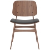 Leather Omni 301 noir + walnut lacquered – seat upholstered – 3051 Søborg chair - Fredericia