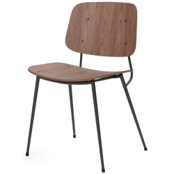 walnut lacquered / black - 3060 Søborg chair - Fredericia