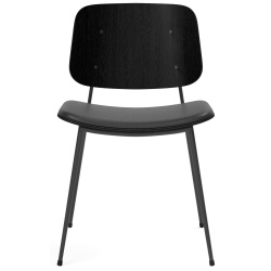 Assise rembourrée – cuir Omni 301 + chêne noir vernis / noir – chaise Søborg 3061 (métal) - Fredericia