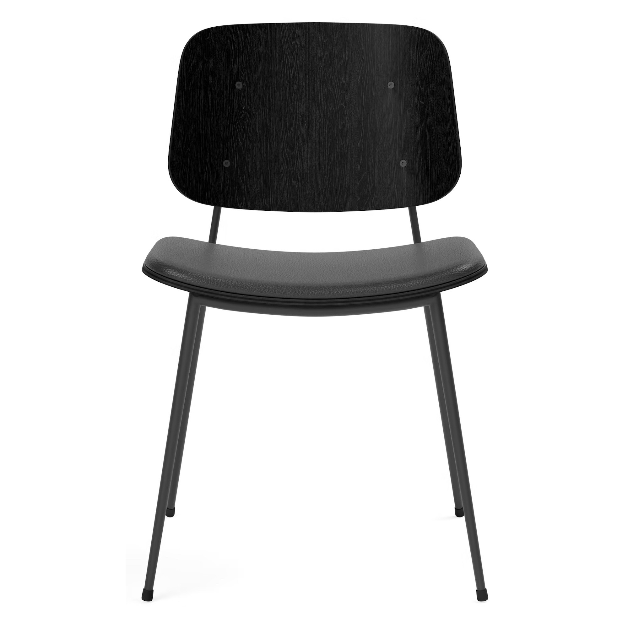 Assise rembourrée – cuir Omni 301 + chêne noir vernis / noir – chaise Søborg 3061 (métal) - Fredericia