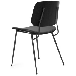 Assise rembourrée – cuir Omni 301 + chêne noir vernis / noir – chaise Søborg 3061 (métal) - Fredericia