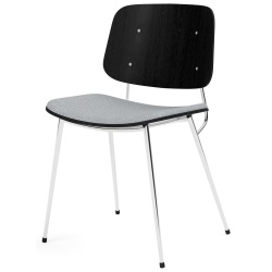 Assise rembourrée – Hallingdal 130 + chêne noir vernis / chrome – chaise Søborg 3061 (métal) - Fredericia