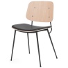 Assise rembourrée – cuir Omni 301 noir + chêne vernis / noir – chaise Søborg 3061 (métal) - Fredericia